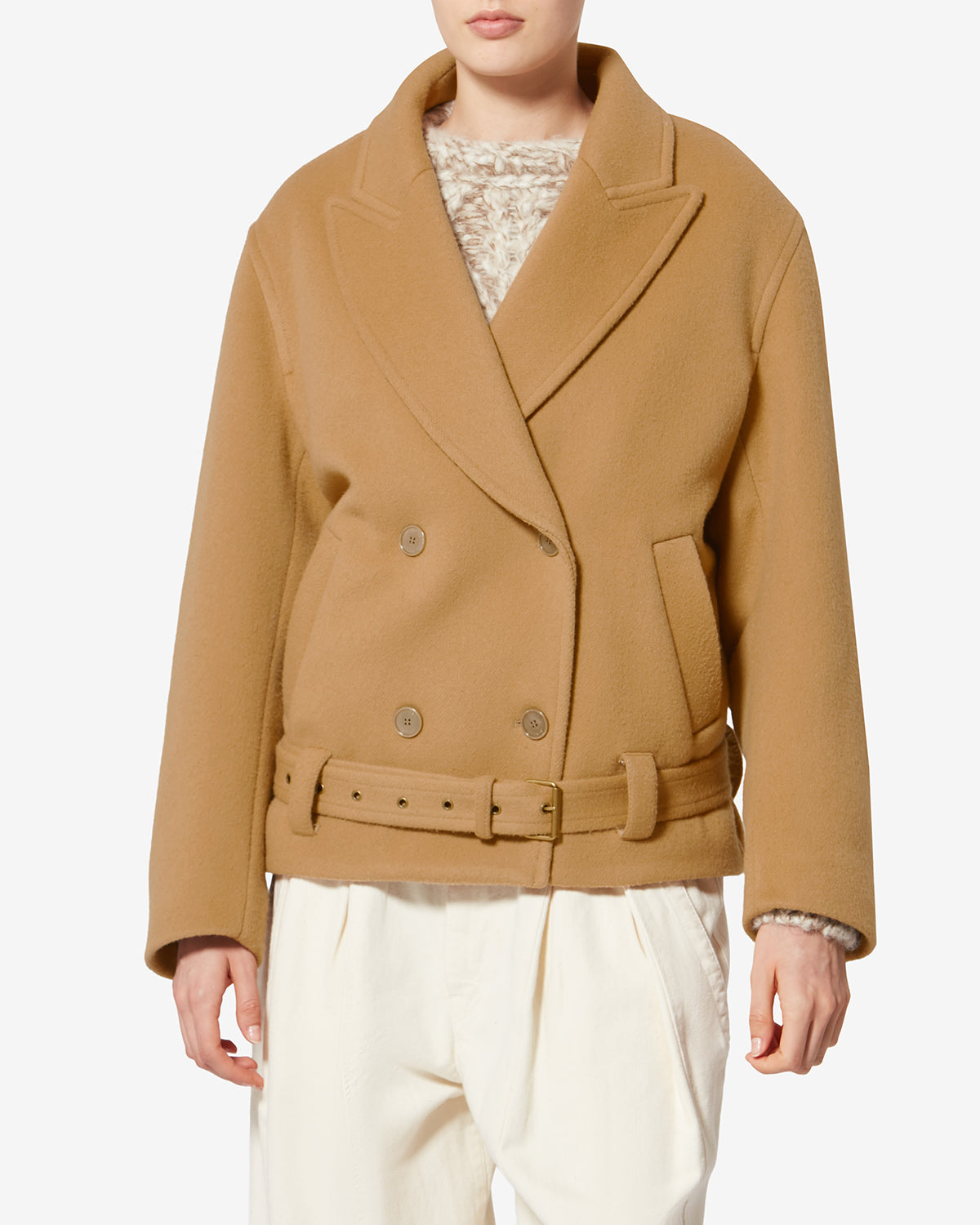 Manteau court d'homme en laine vierge et cachemire warna - Camel - Woman - 3