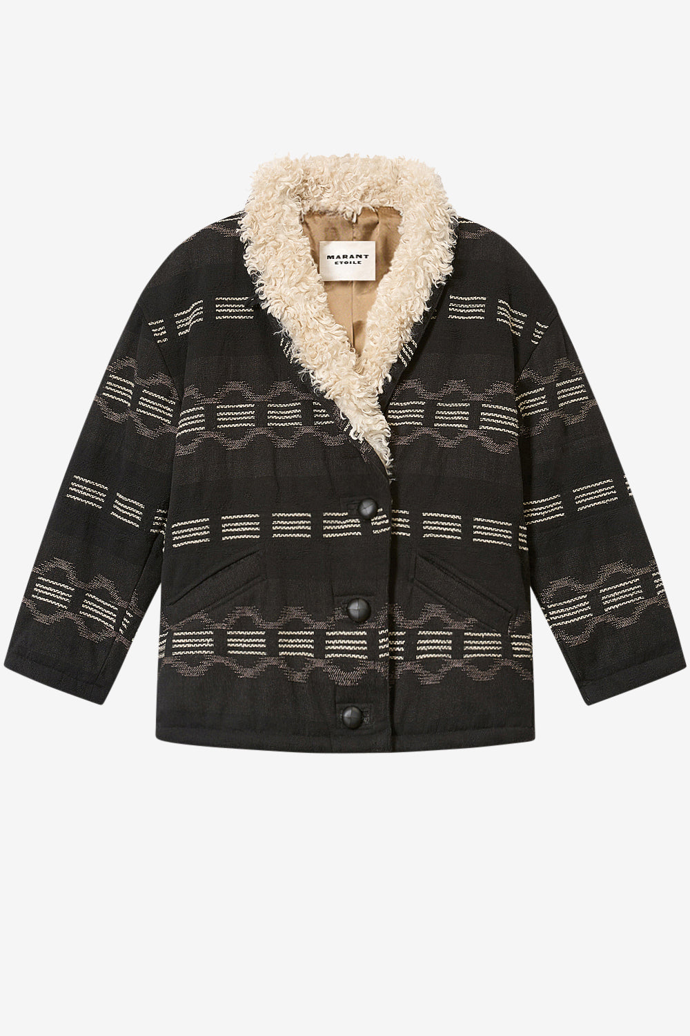 Manteau court en jacquard qayla - Noir délavé - Woman - 1