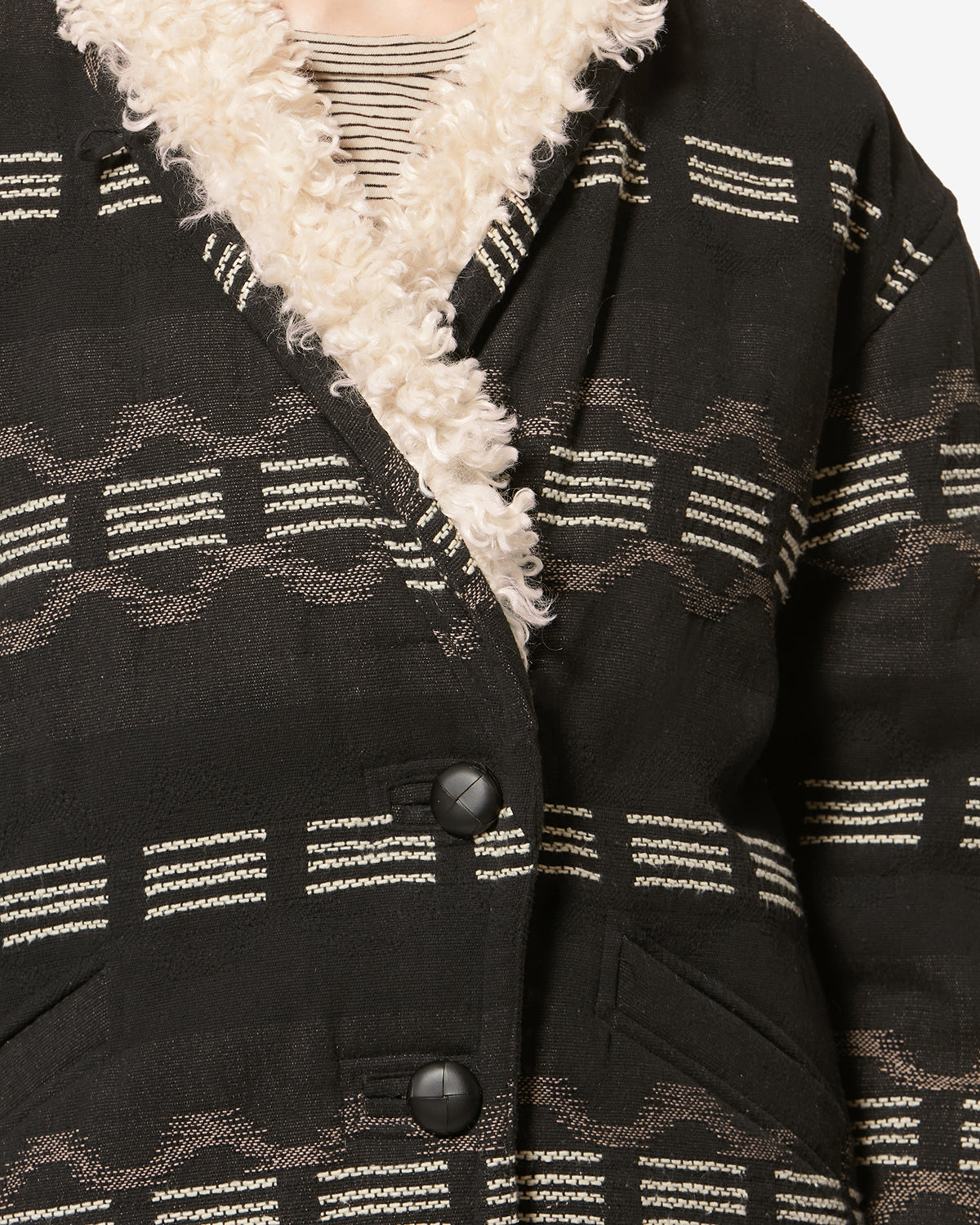 Manteau court en jacquard qayla - Noir délavé - Woman - 6