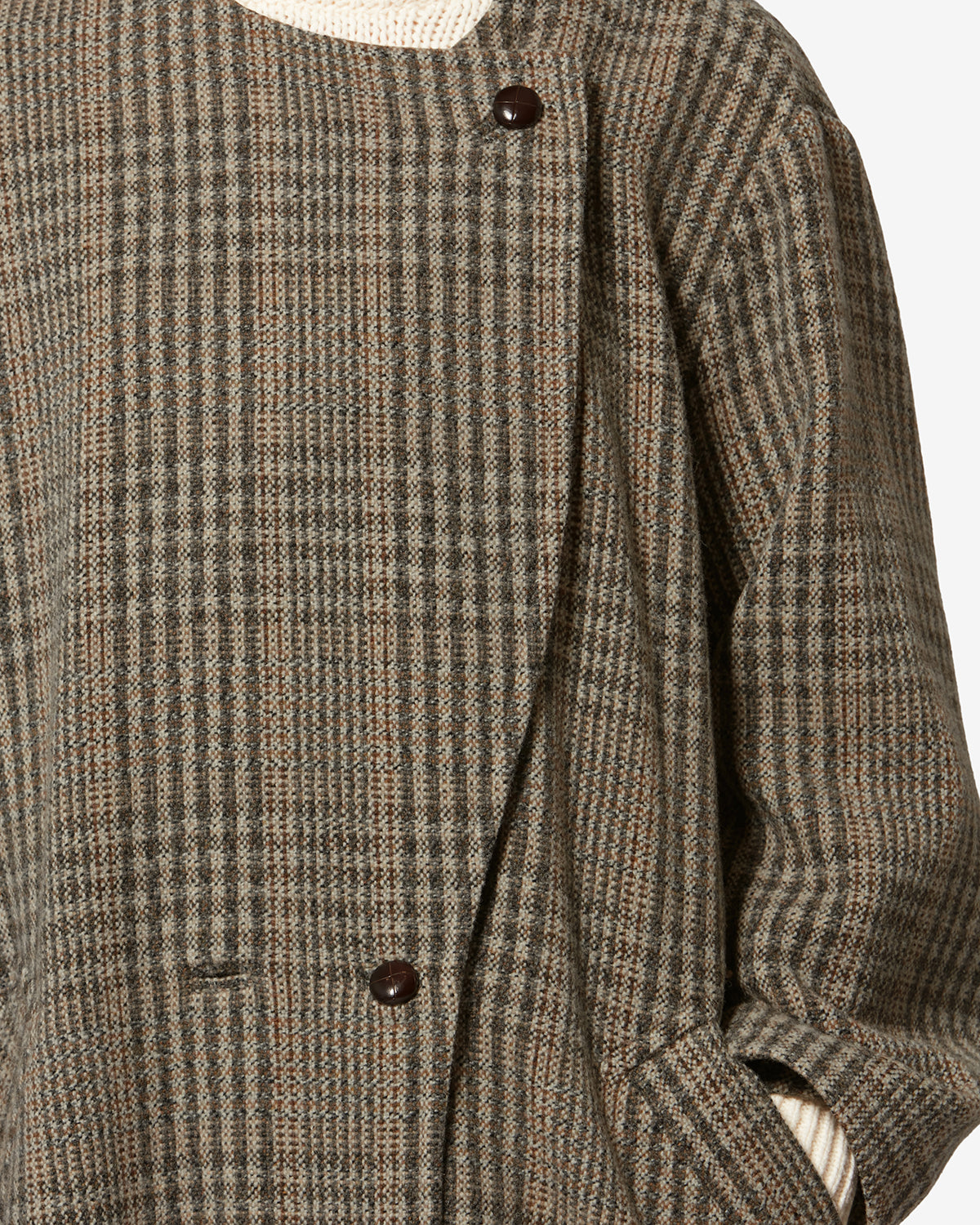 Manteau long renée en laine vierge prince-de-galles - Beige - Woman - 2