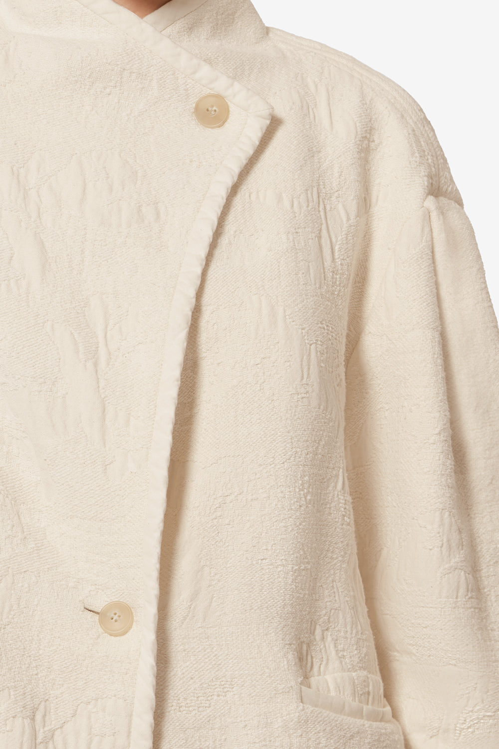 Uadie short textured cotton coat - Ecru - Woman - 3