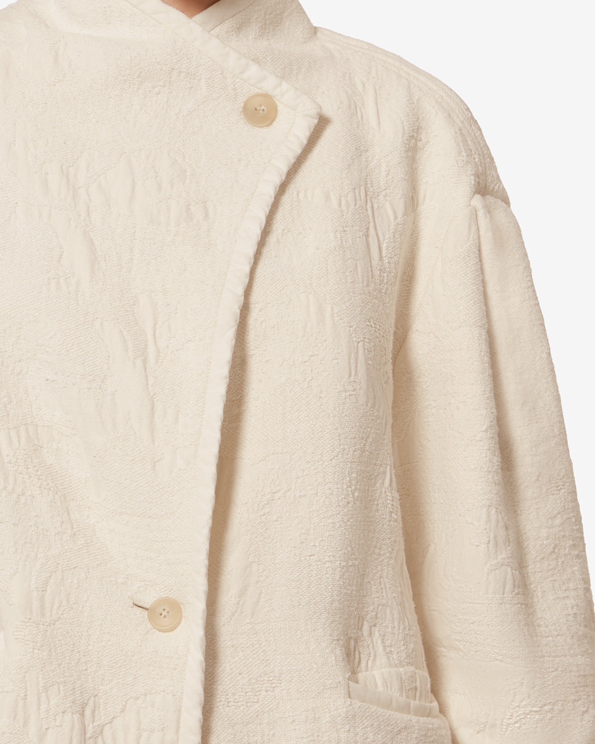 Manteau court uadie en coton texturé - Écru - Woman - 2