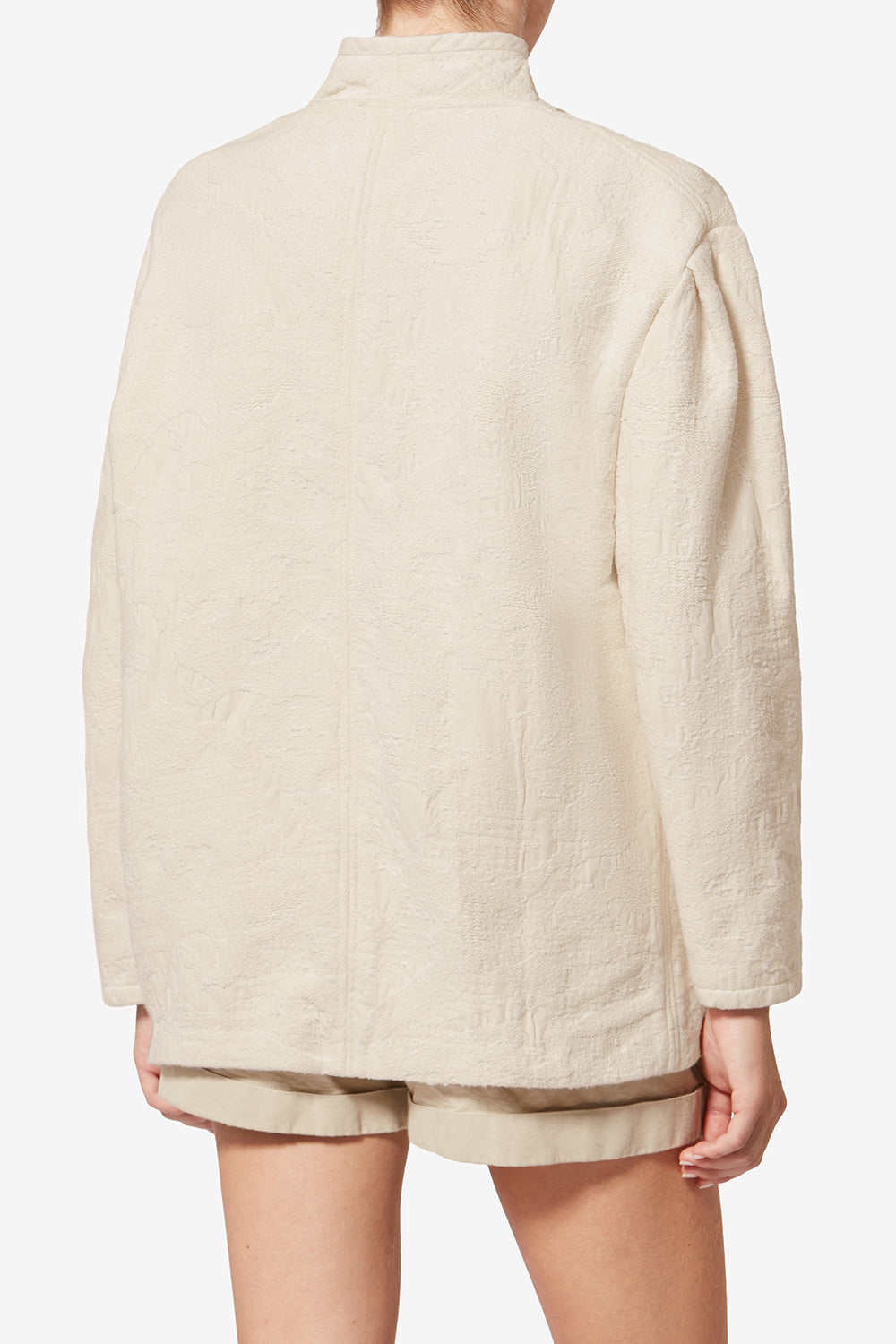 Uadie short textured cotton coat - Ecru - Woman - 5