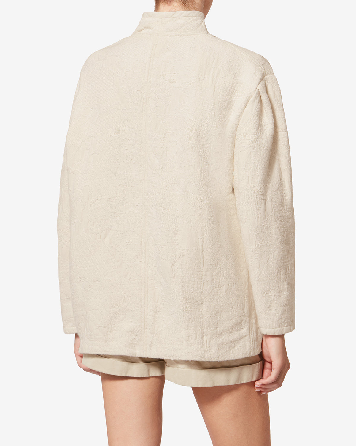 Manteau court uadie en coton texturé - Écru - Woman - 4