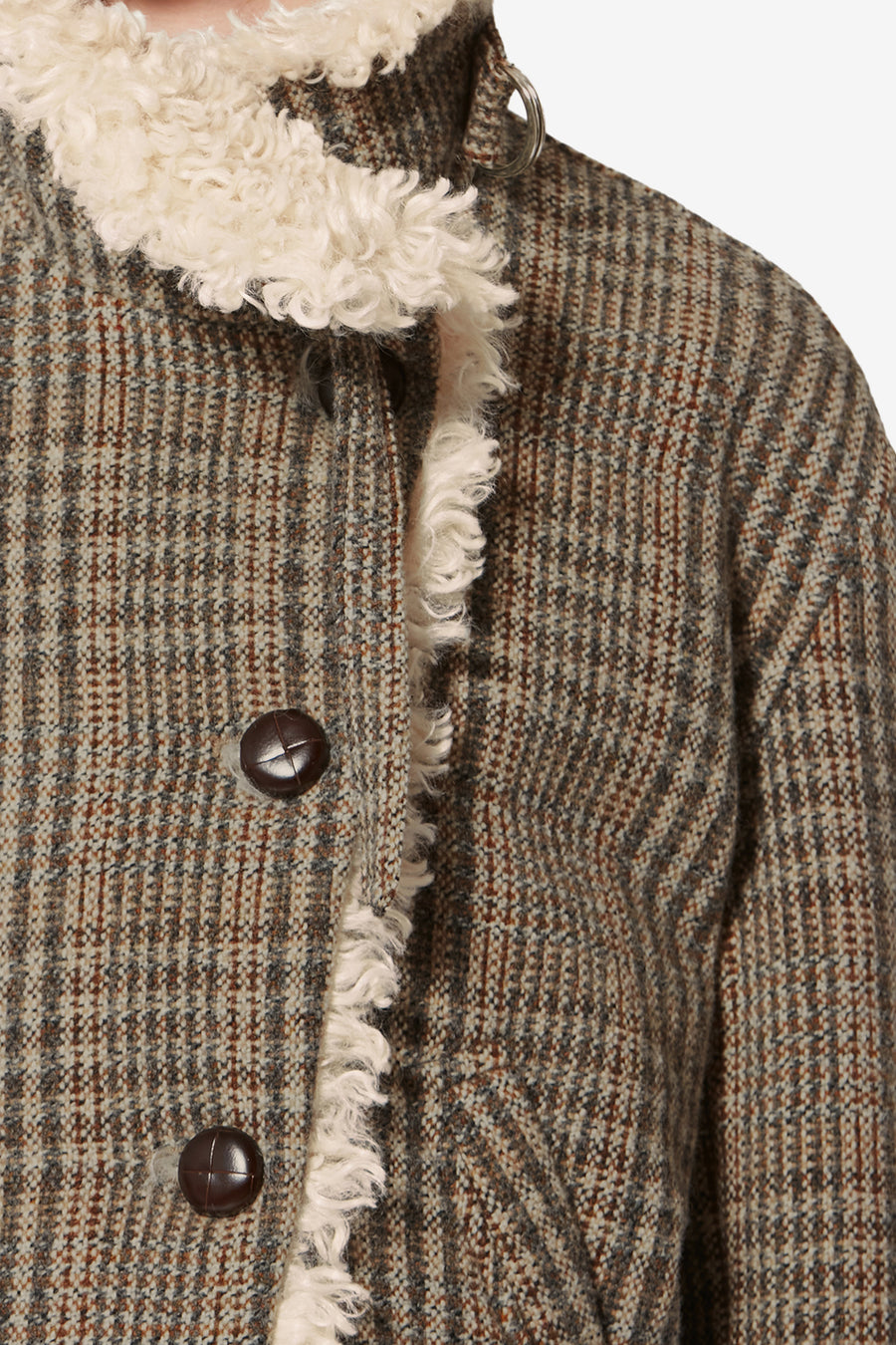 Manteau court fadia en laine vierge prince-de-galles - Beige - Woman - 3