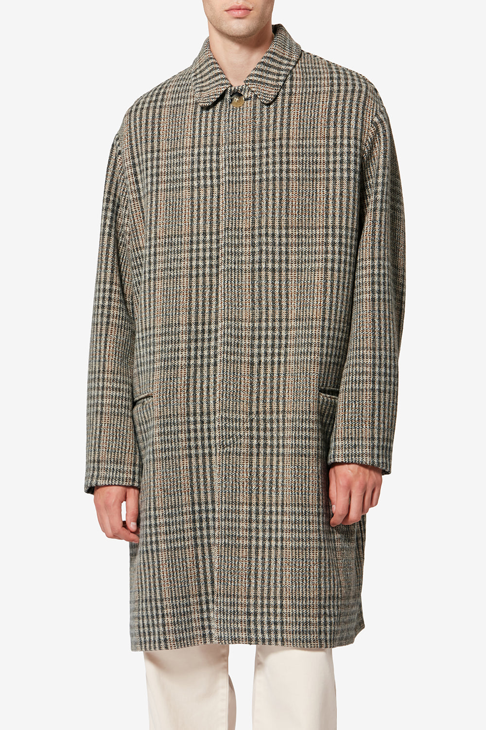 Franco prince-of-wales check virgin wool coat - Beige - Man - 4
