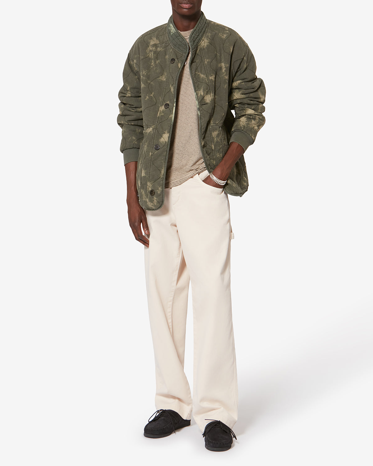 Giacca trapuntata in chambray taeliss - Light khaki - Man - 1