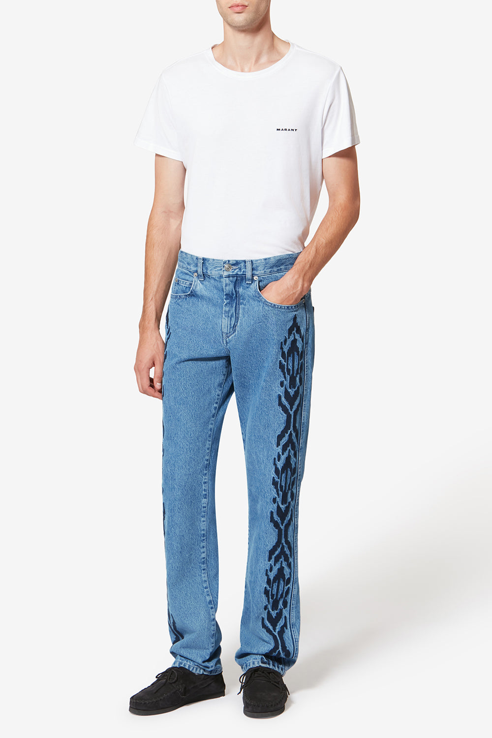 Pantalón vaquero con 5 bolsillos de denim bordado lewis - Azul - Man - 2