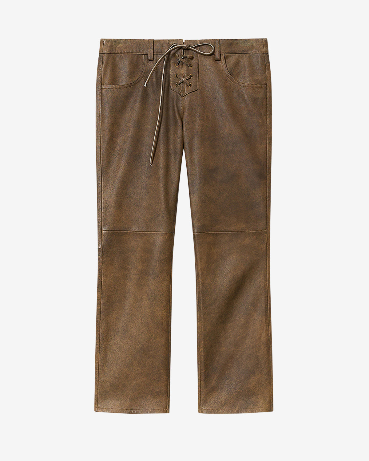 Pantalon cuir d'agneau brillant vanel - Marron vintage - Woman - 5