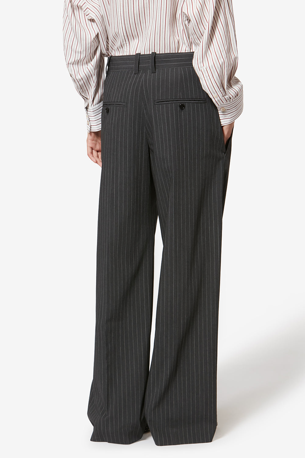 Lisetta virgin wool tennis stripe suit pants - Anthracite - Woman - 4