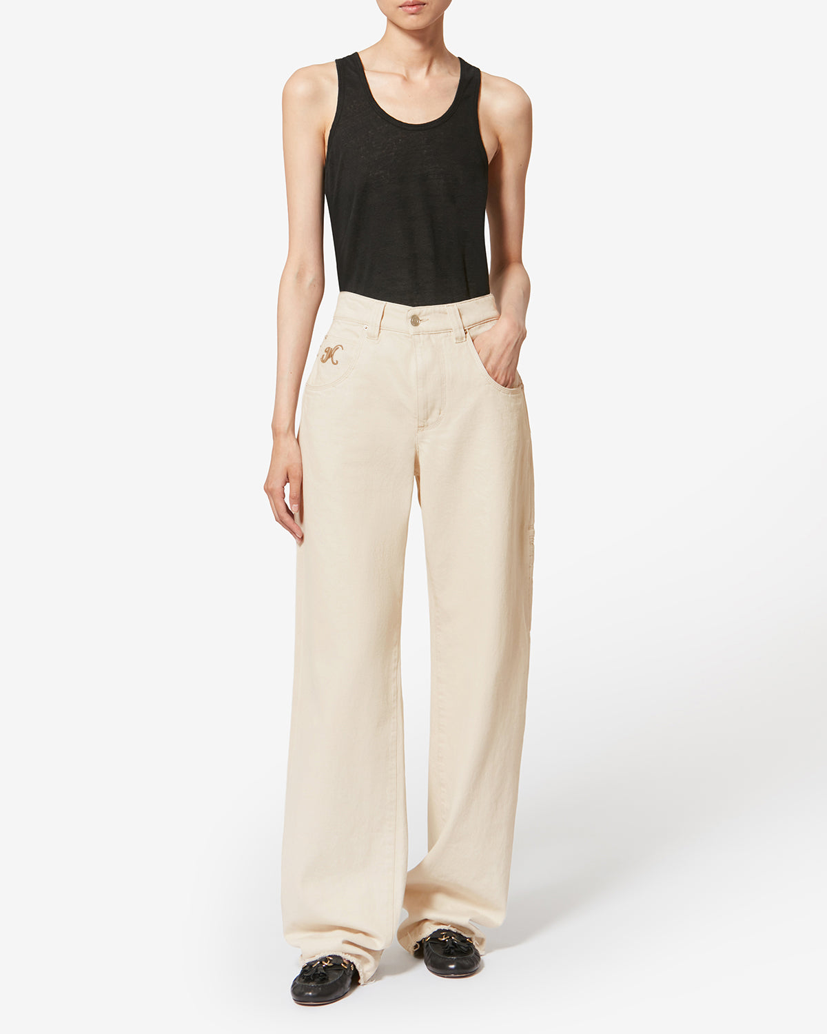 Jeyda topstitched denim jeans - Ecru - Woman - 1