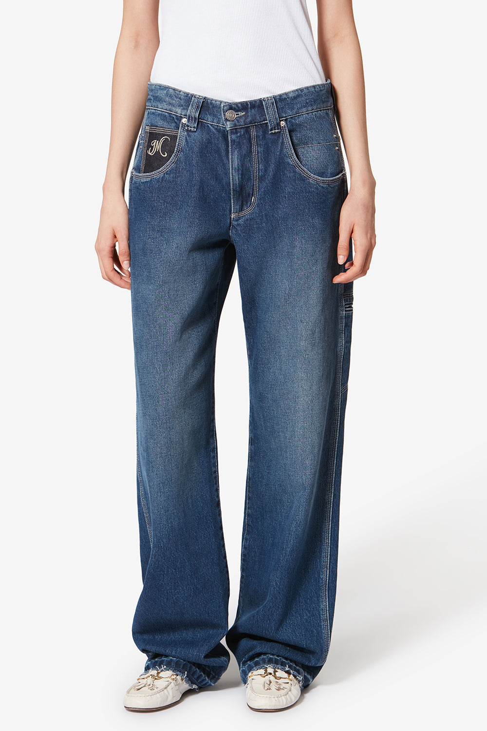 Jeyda topstitched denim jeans - Blue - Woman - 4