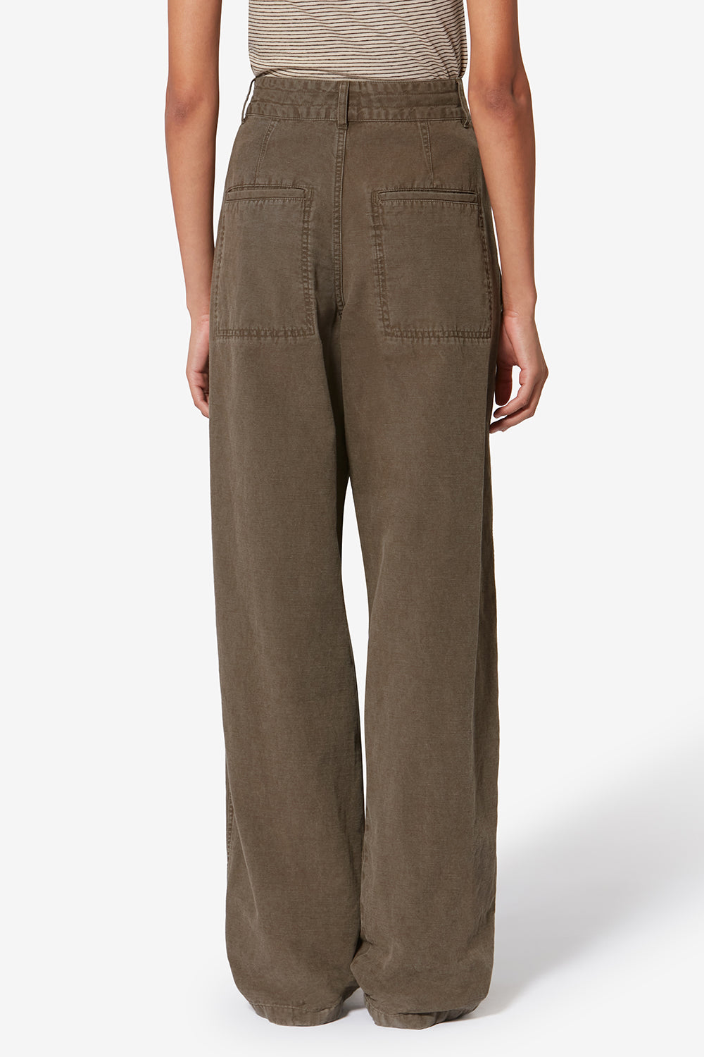 Nadine flowing cotton and linen workwear pants - Dark bronze - Woman - 5