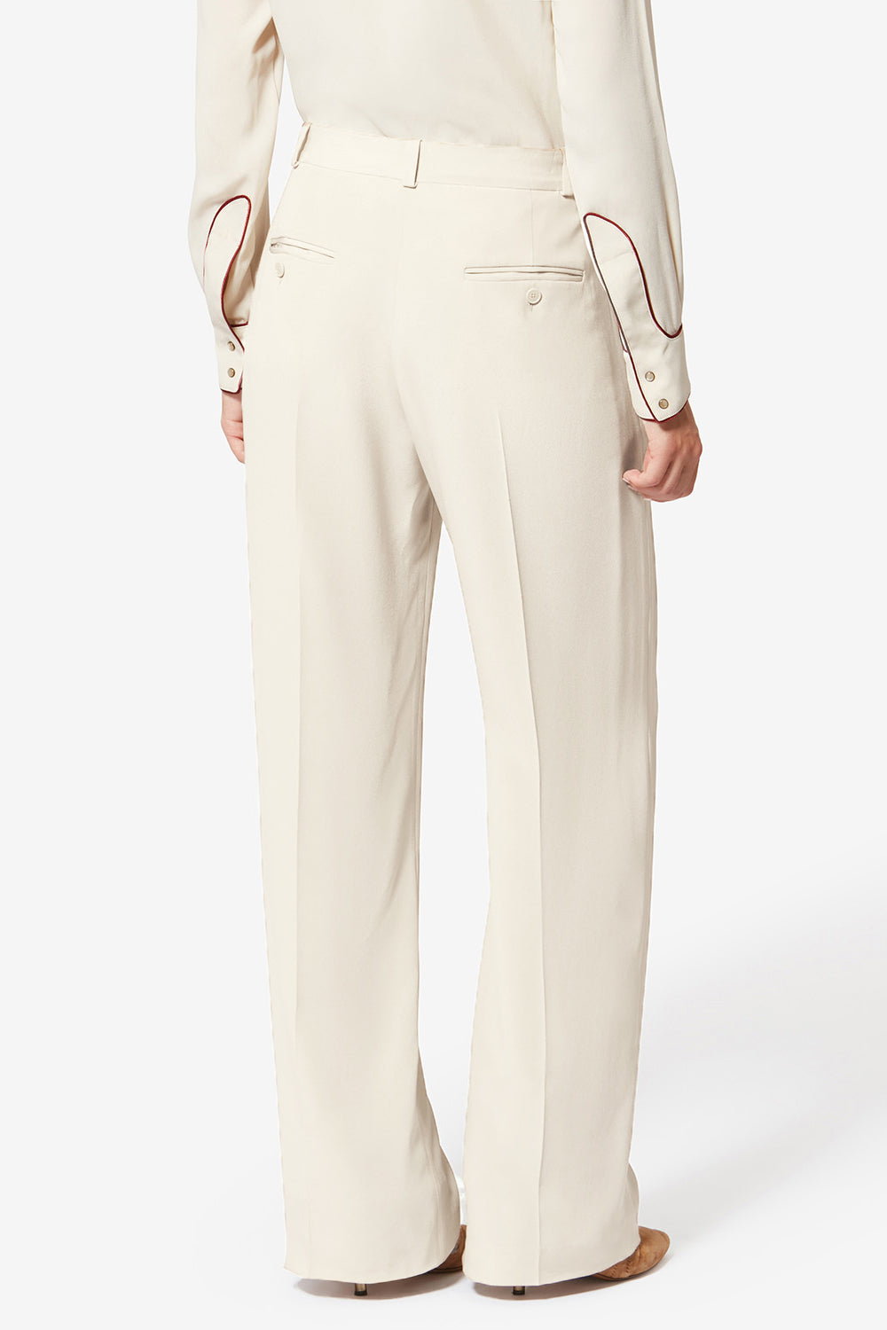 Pantaloni da abito neonda in crêpe fluido - Ecru - Woman - 5