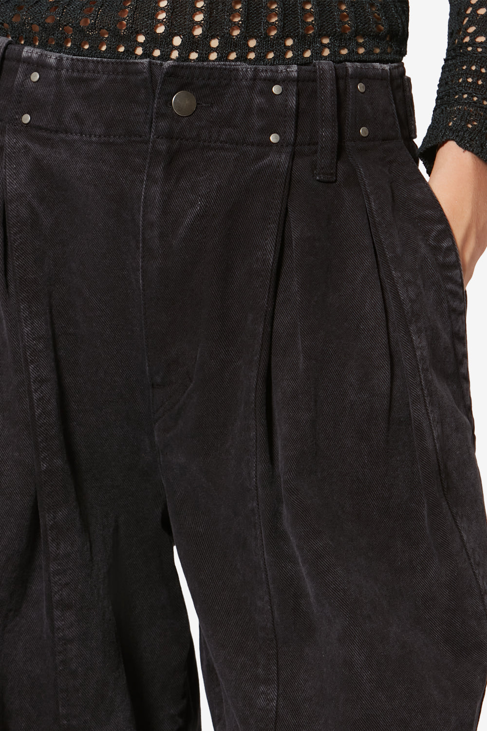 Pantaloni workwear in denim ireme - Nero lavato - Woman - 3