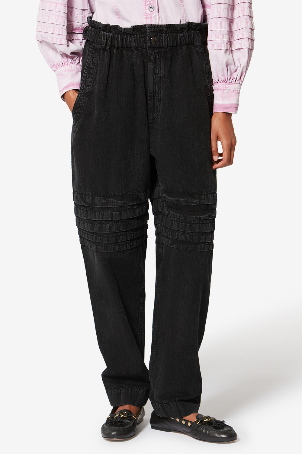 Mellya faded chambray carrot pants - Black - Woman - 4