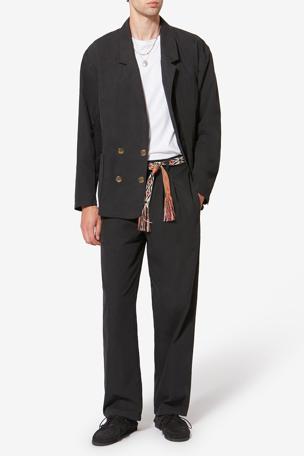 Yostin pleated relaxed fit cotton pants - Black - Man - 2