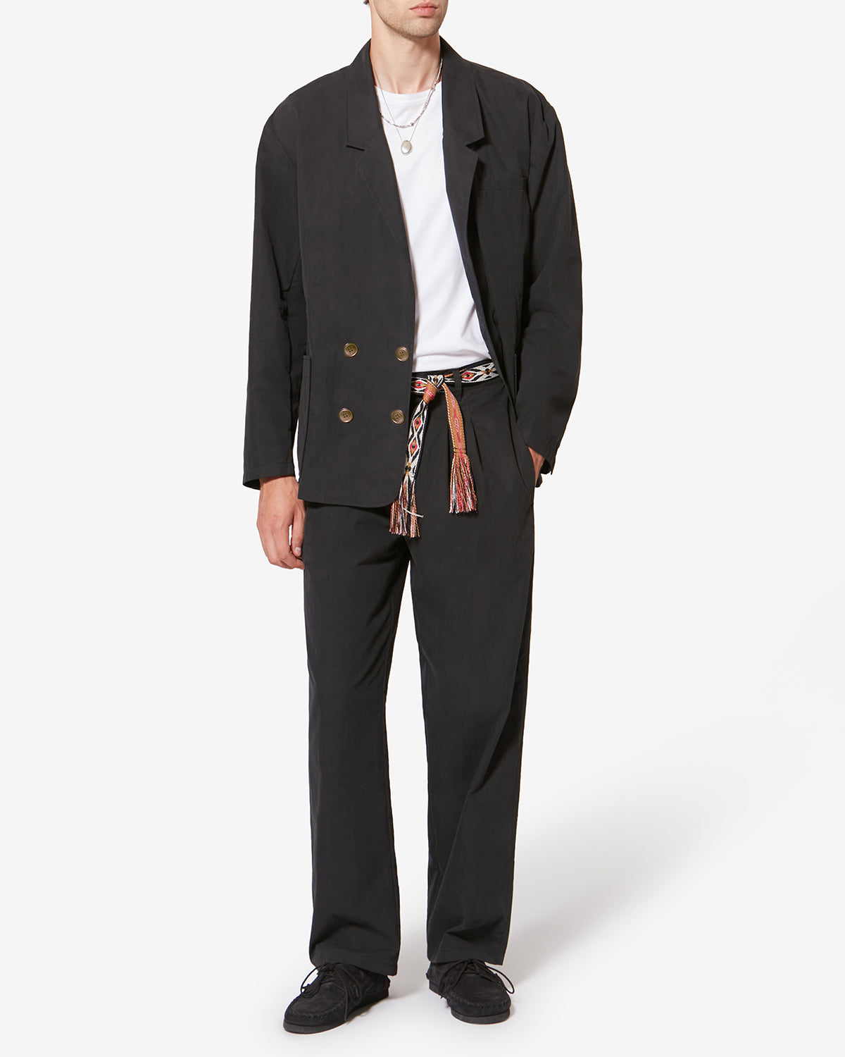 Yostin pleated relaxed fit cotton pants - Black - Man - 1