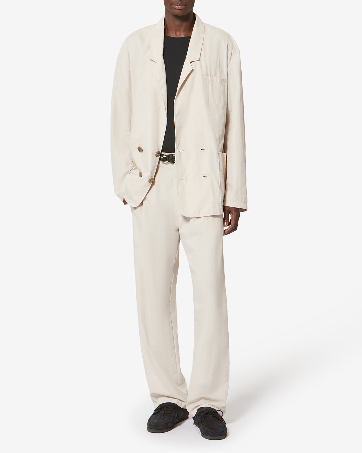 Yostin pleated relaxed fit cotton pants - Ecru - Man - 1