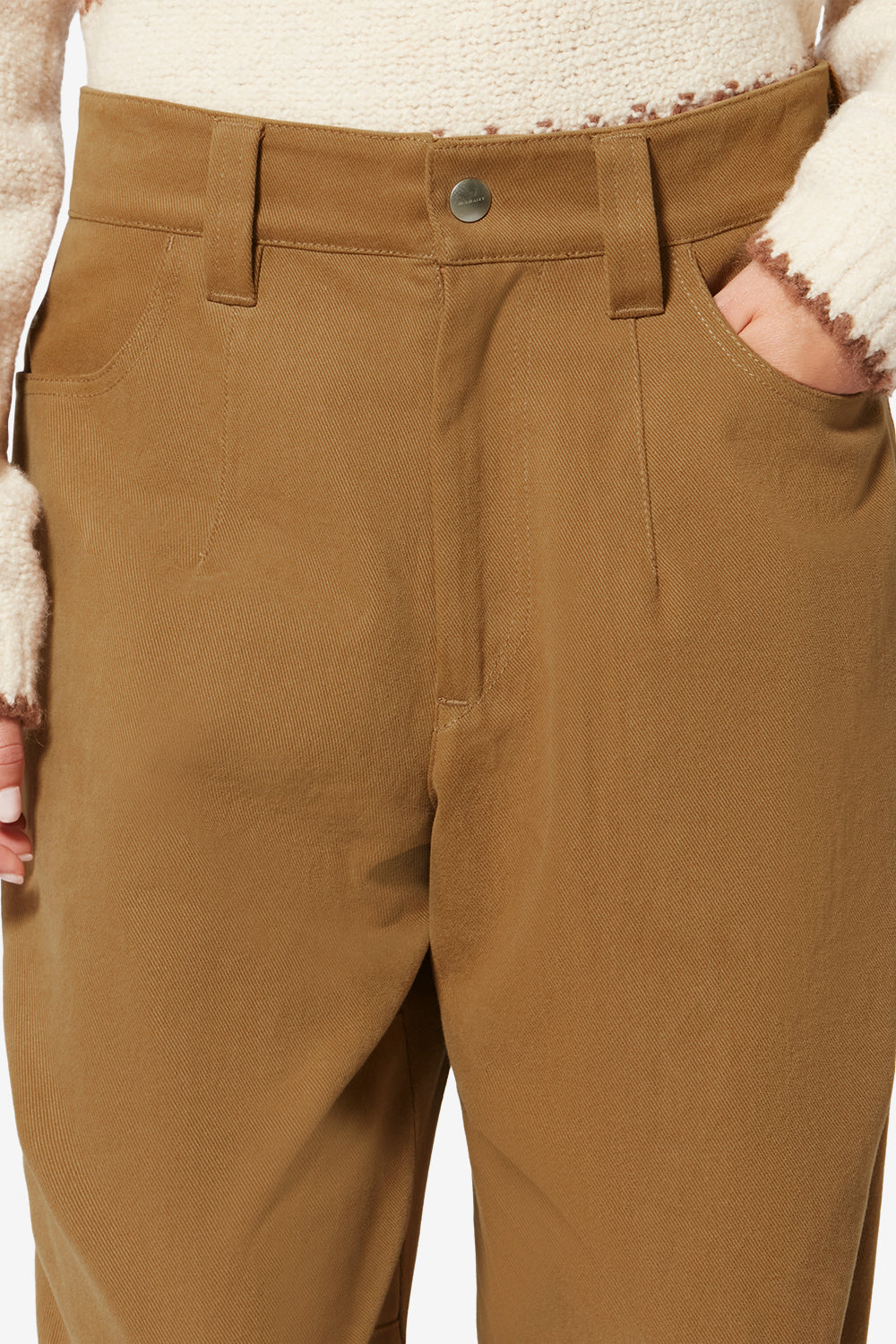 Opalyna wide-leg cotton twill canvas pants - Camel - Woman - 3