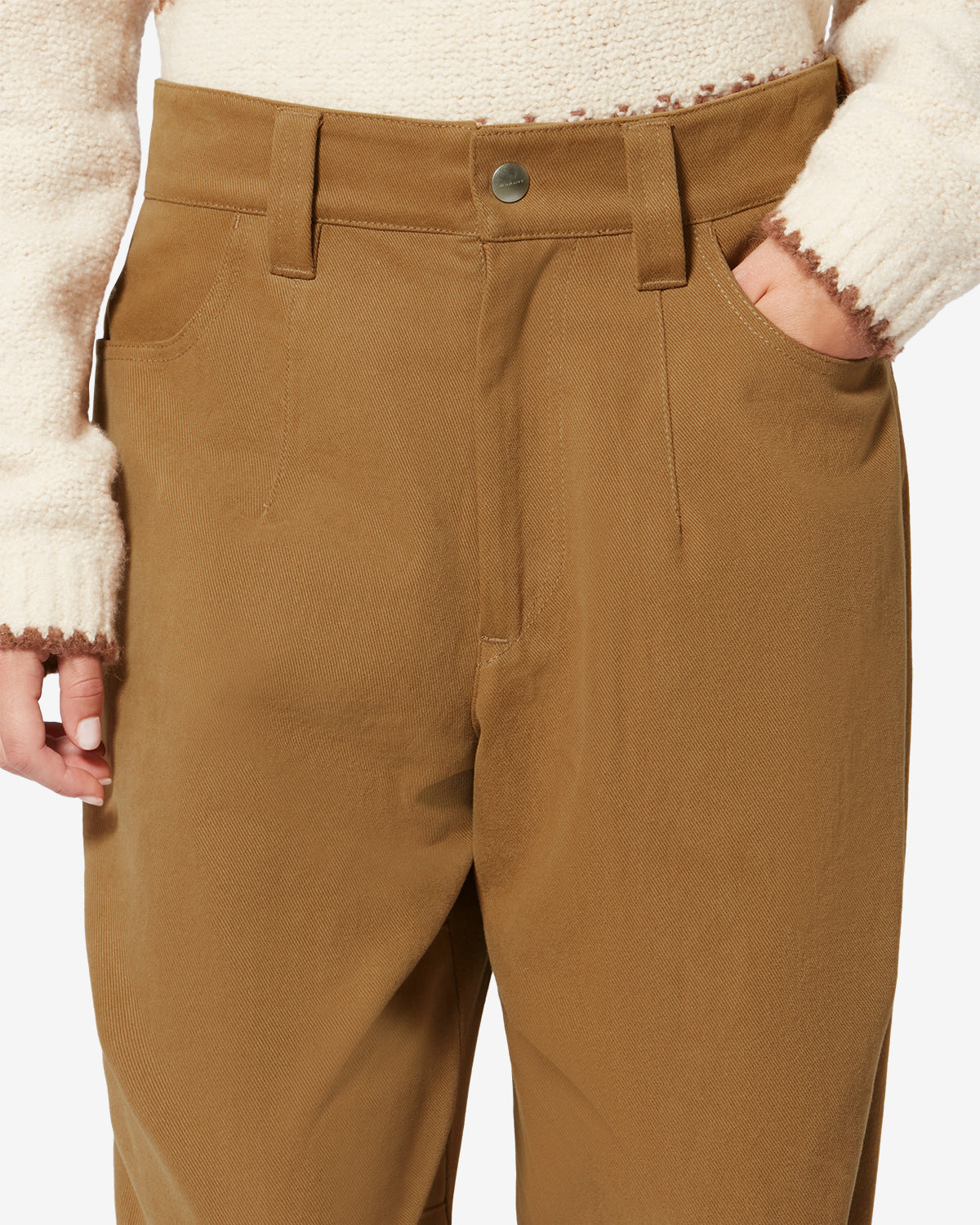 Pantalon large opalyna en toile de coton sergé - Camel - Woman - 2