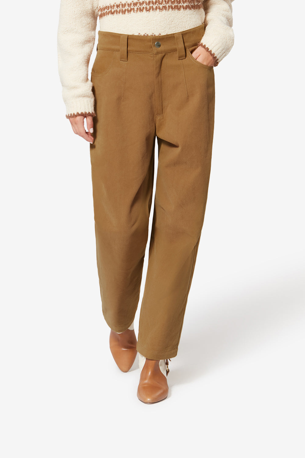 Opalyna wide-leg cotton twill canvas pants - Camel - Woman - 4