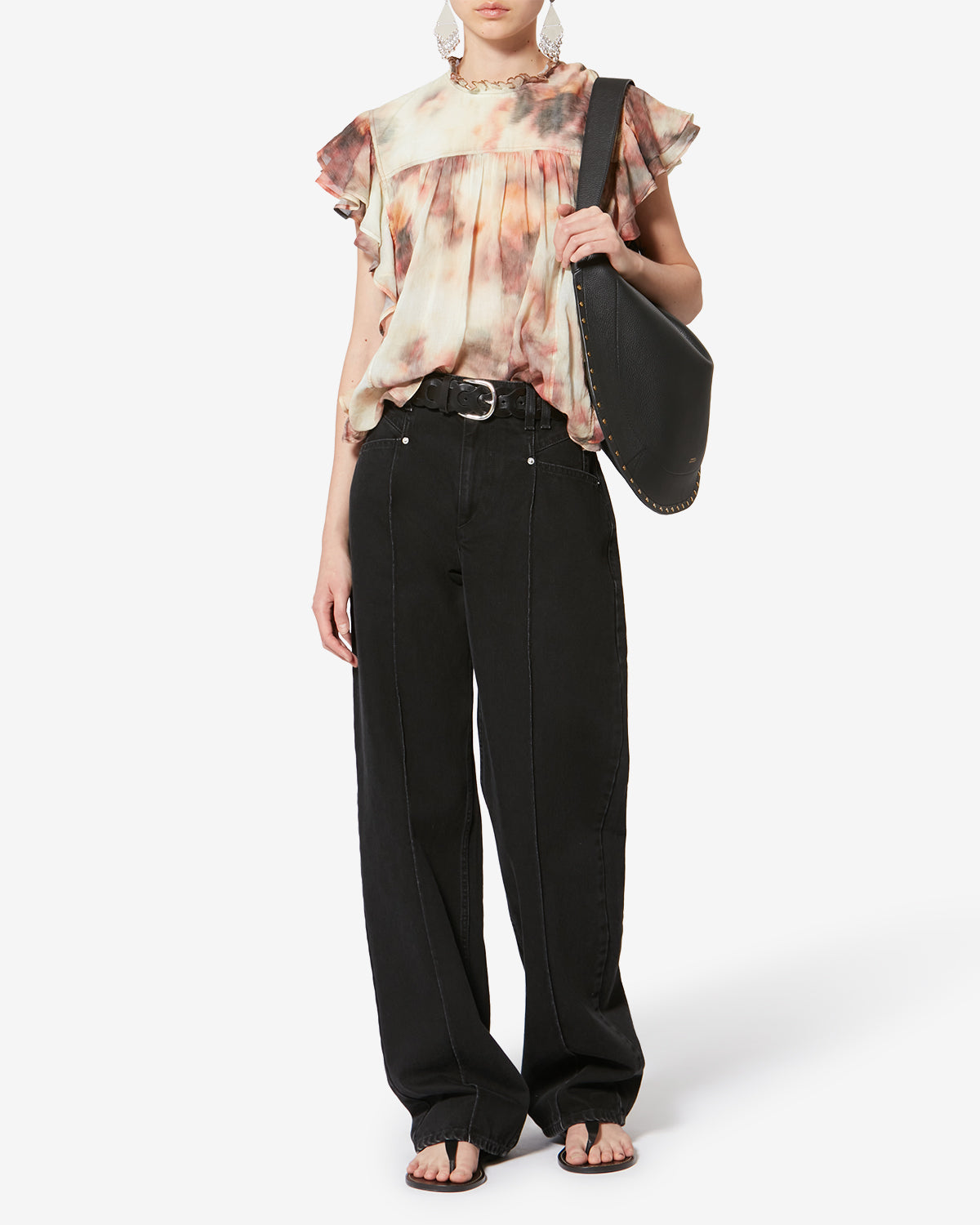 Pantalon drolane en coton - Noir délavé - Woman - 1