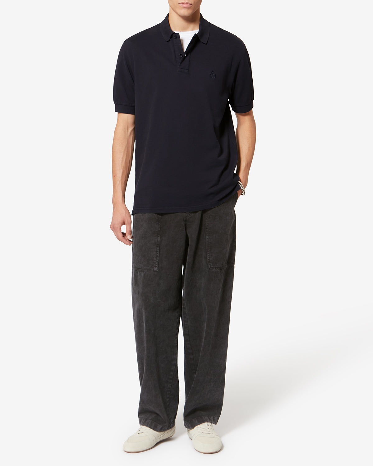 Afko short-sleeve piqué cotton polo shirt - Black - Man - 1