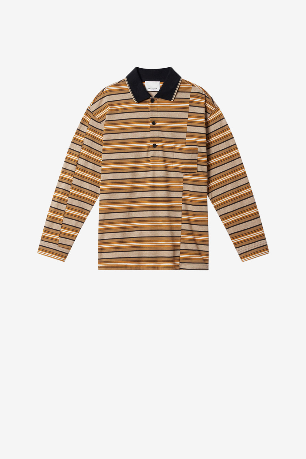 Sorel long-sleeve striped piqué cotton polo shirt - Beige-khaki - Man - 1