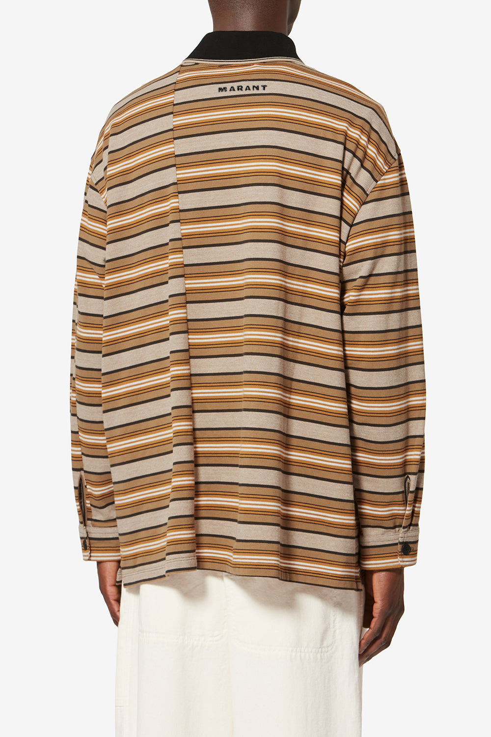 Sorel long-sleeve striped piqué cotton polo shirt - Beige-khaki - Man - 5