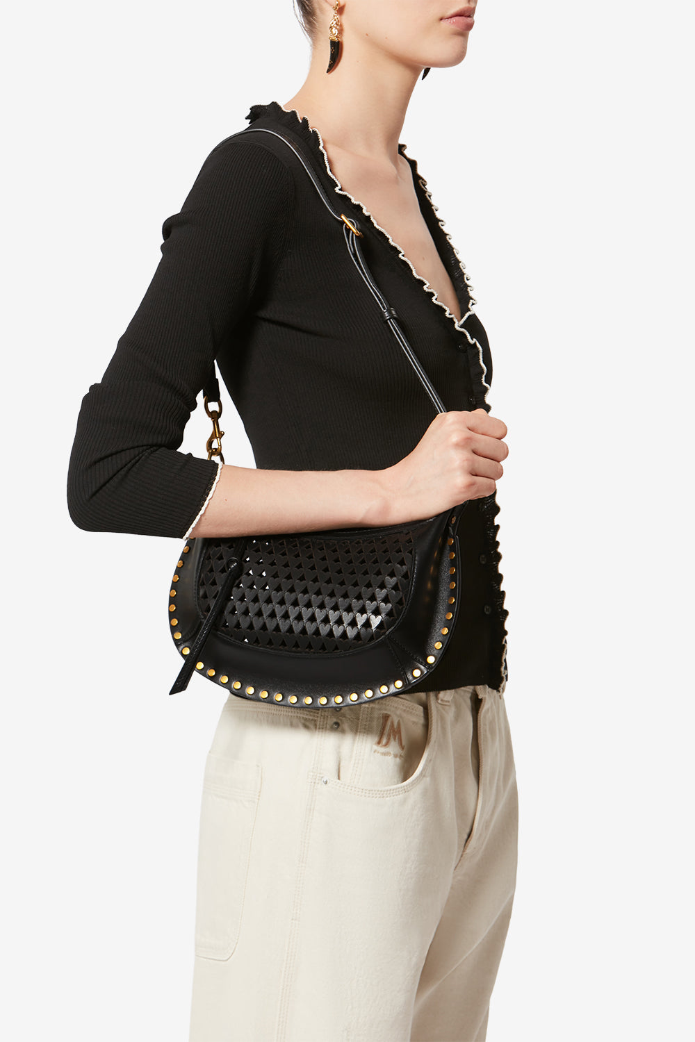 Sac porté épaule oskan moon en cuir - Noir - Woman - 2