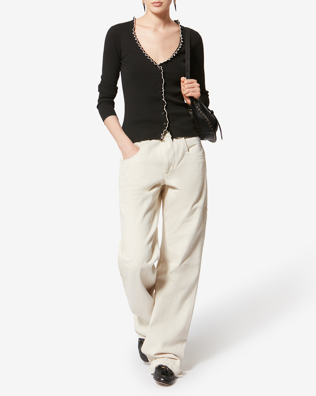 Oskan moon 가죽 숄더백 - 검은색 - Woman - 7