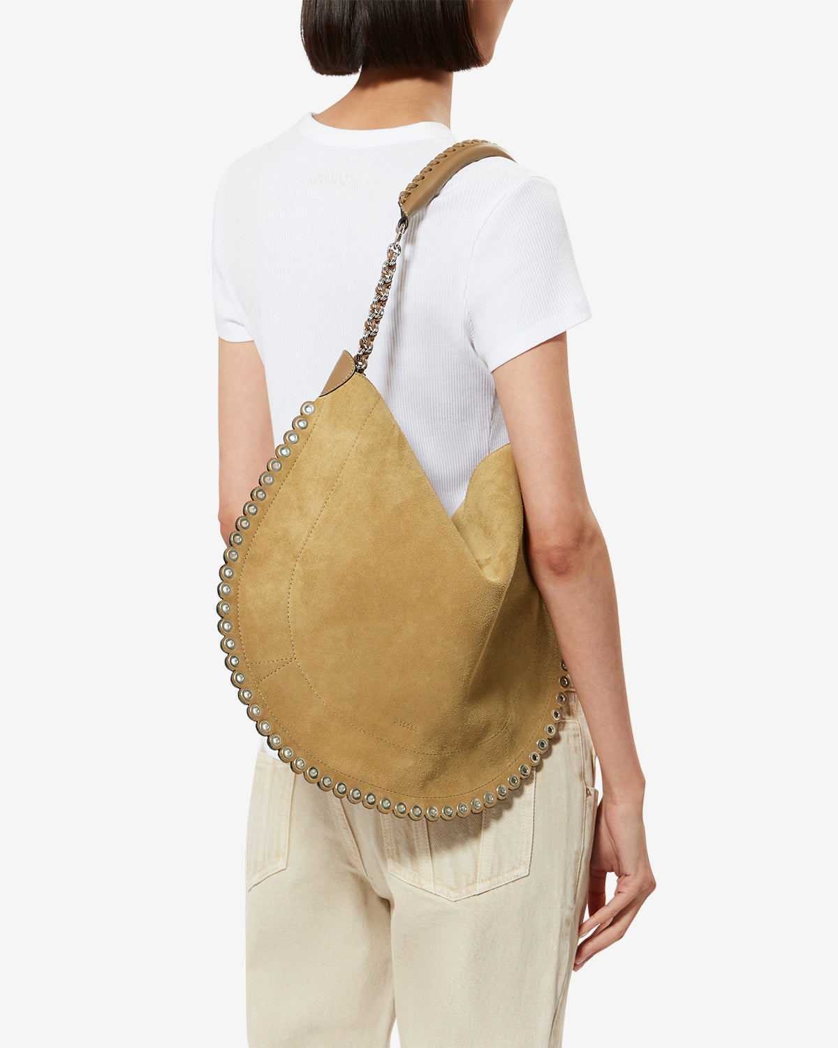 Borsa oskan hobo soft catena in pelle scamosciata - Sand - Woman - 4