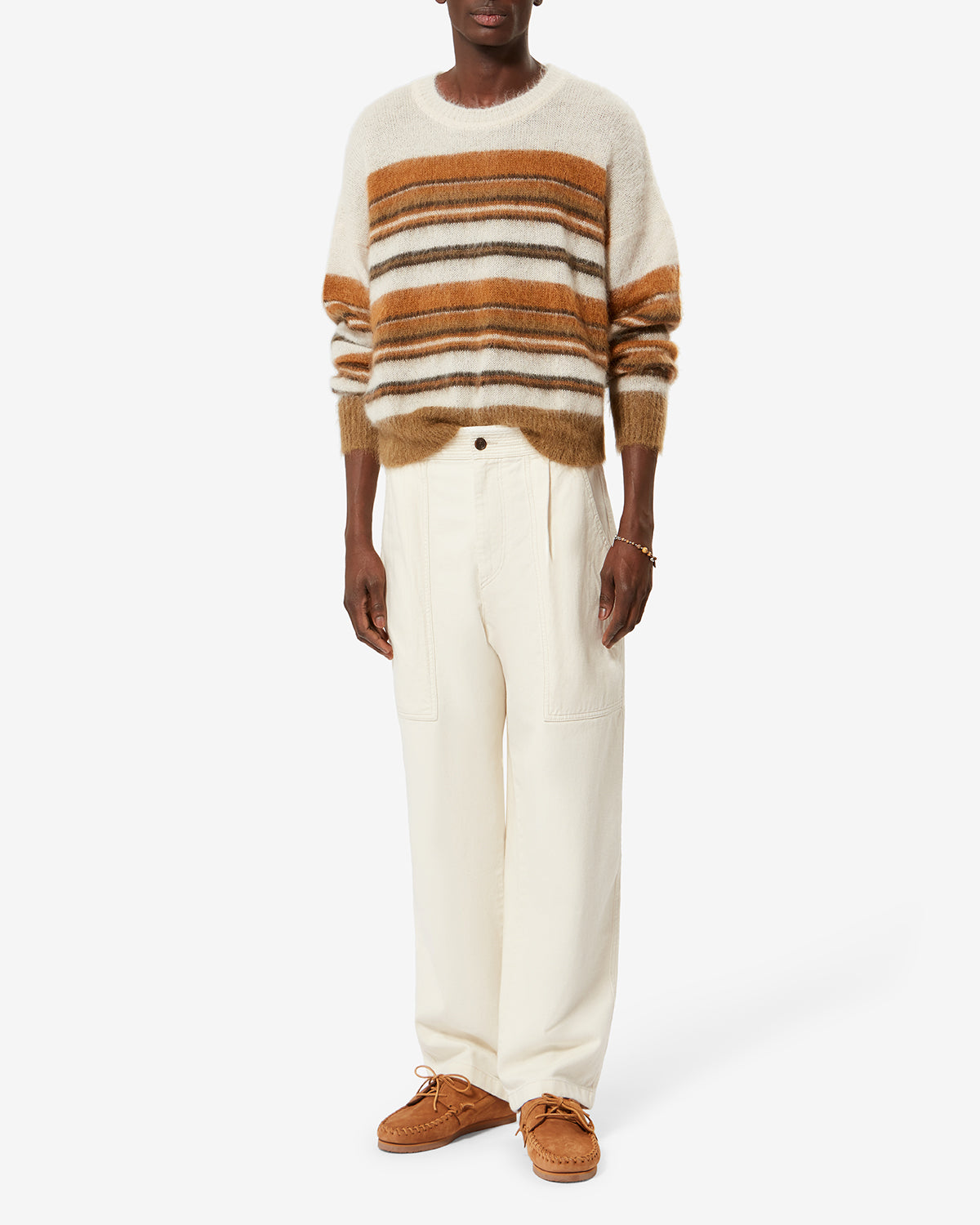 Pull en mohair de laine vierge drussellh - Ecru/camel - Man - 1