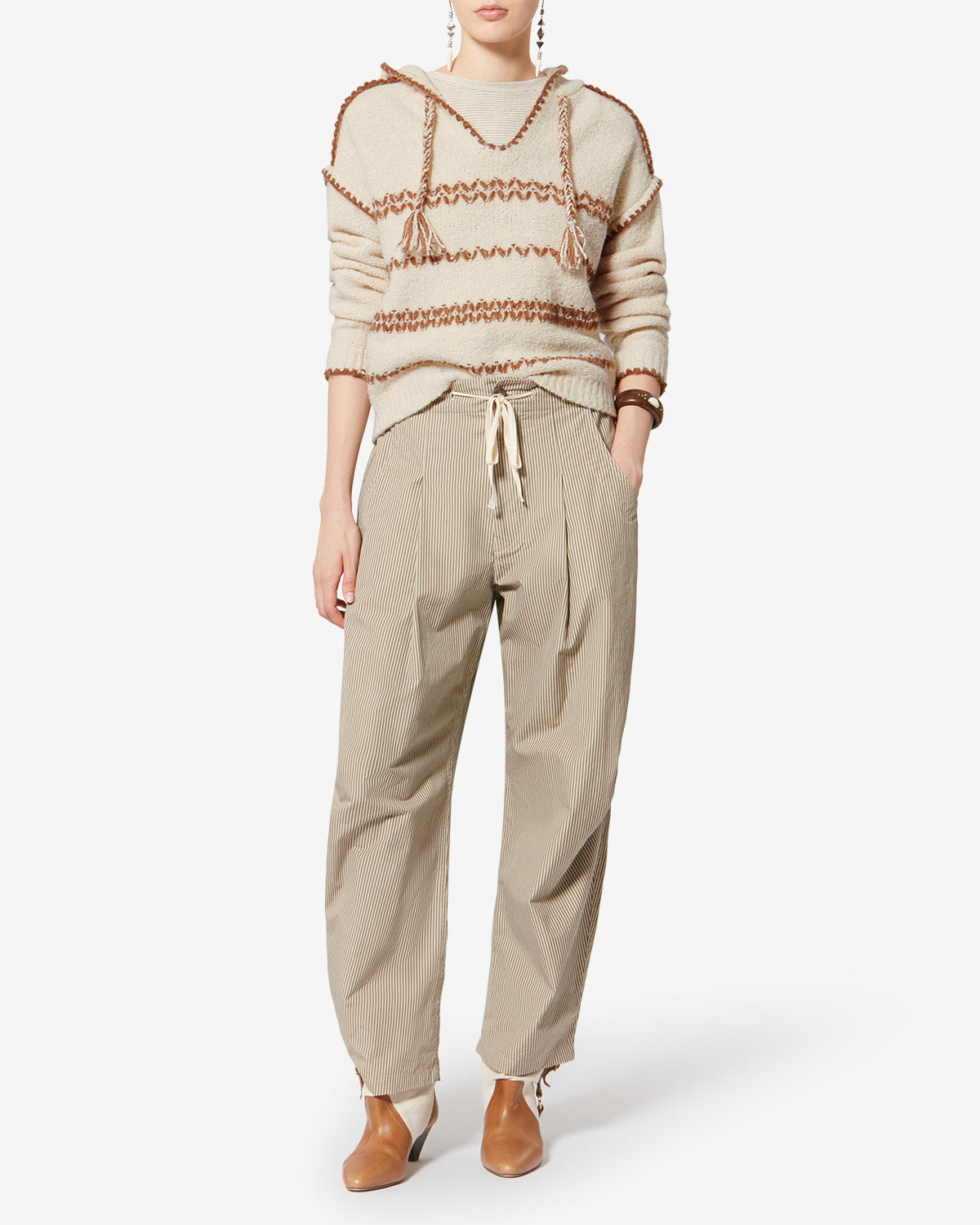 Kapuzenpullover romera aus tweed in merinowolle - Ecru-bronze - Woman - 6