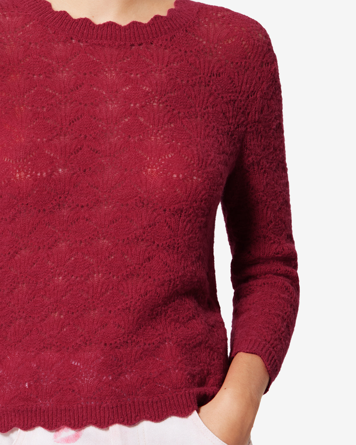 Leonette alpaca lace sweater - Fuchsia - Woman - 2