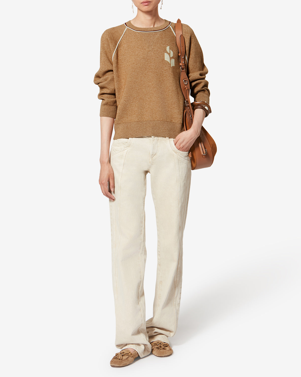 Loriby sporty sweater with logo - Camel-light grey - Woman - 1