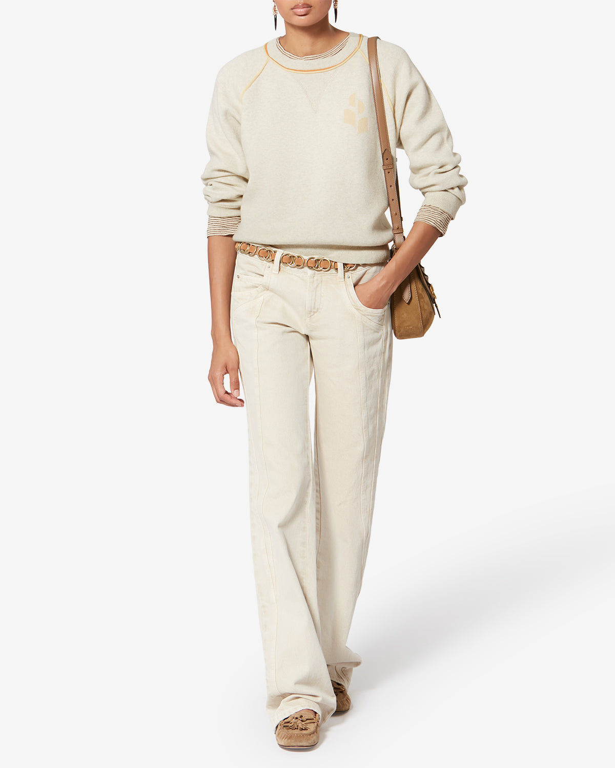 Sportlicher pullover mit logo loriby - Light grey-light yellow - Woman - 1