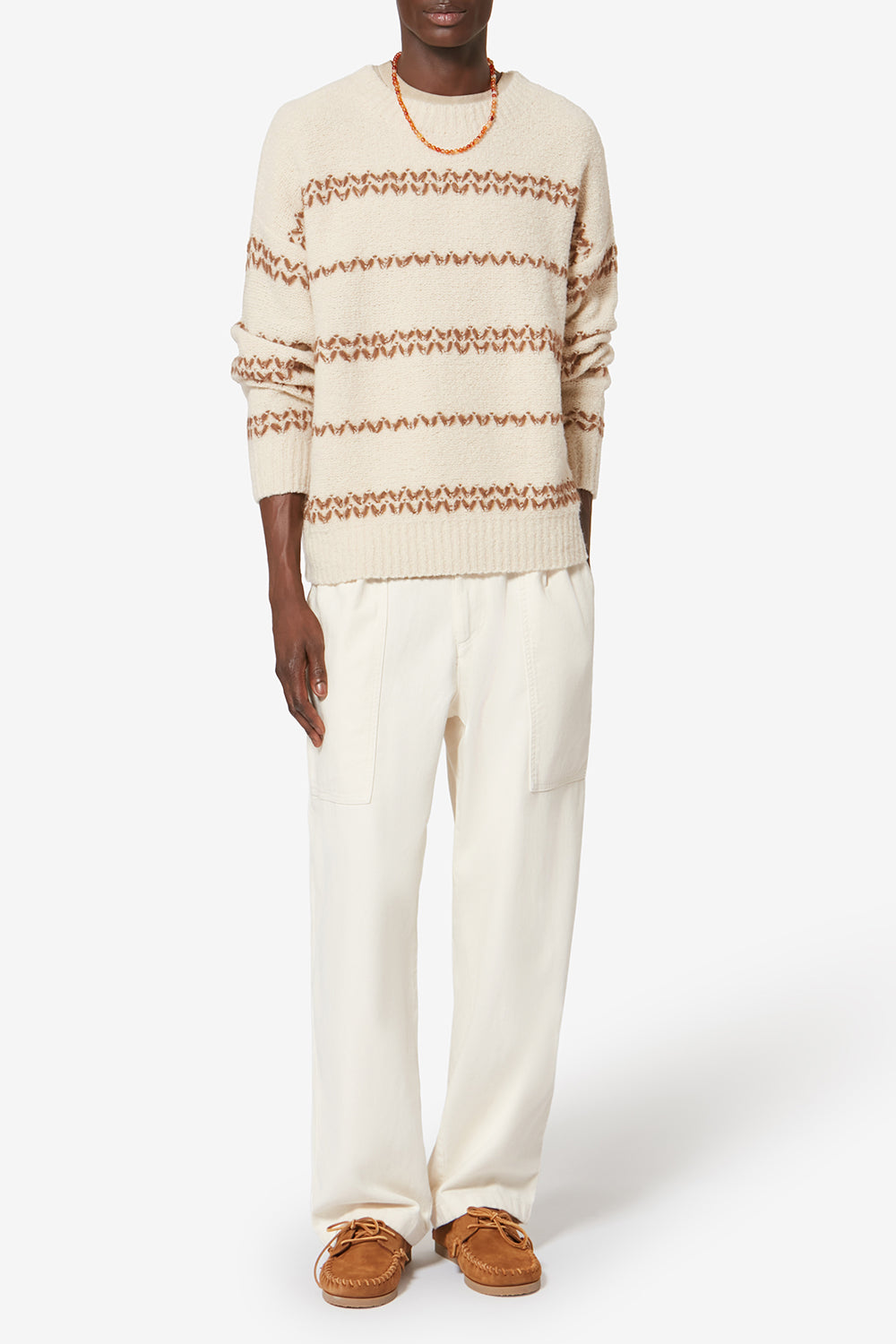 Pullover aus mouliné-wolle romain - Ecru-bronze - Man - 2