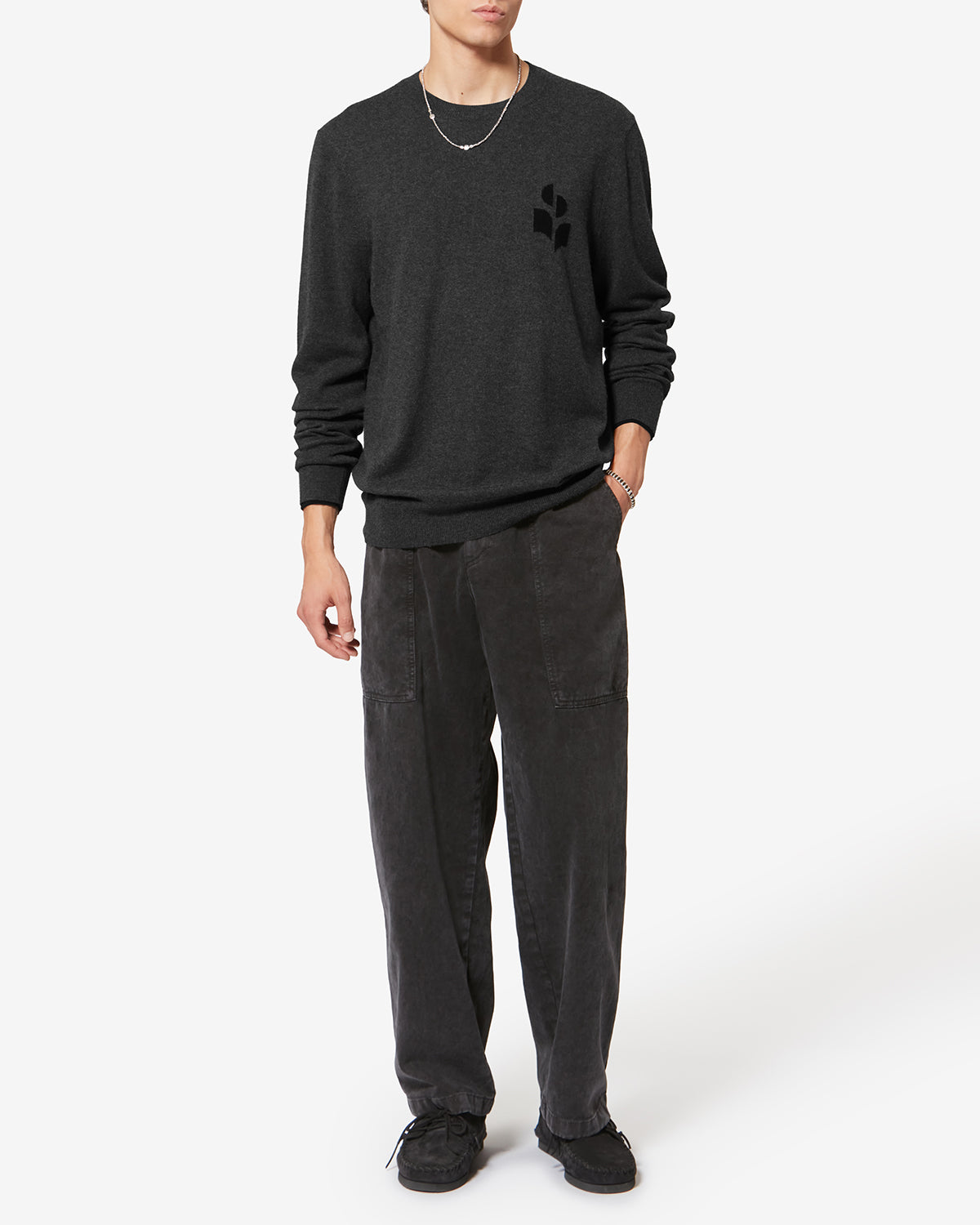 Maglioncino in cotone e lana antea - Anthracite-black - Man - 1