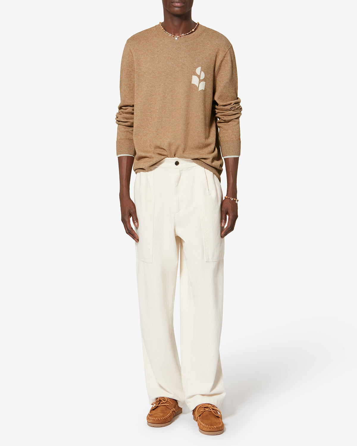 Maglioncino in cotone e lana antea - Camel-light grey - Man - 1