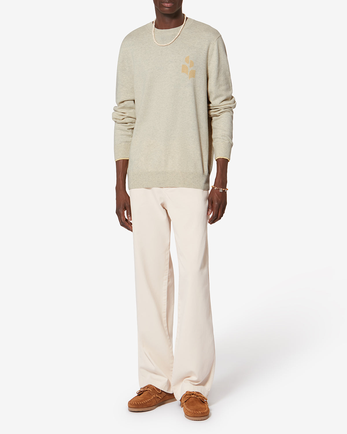 Maglioncino in cotone e lana antea - Light grey-light yellow - Man - 1