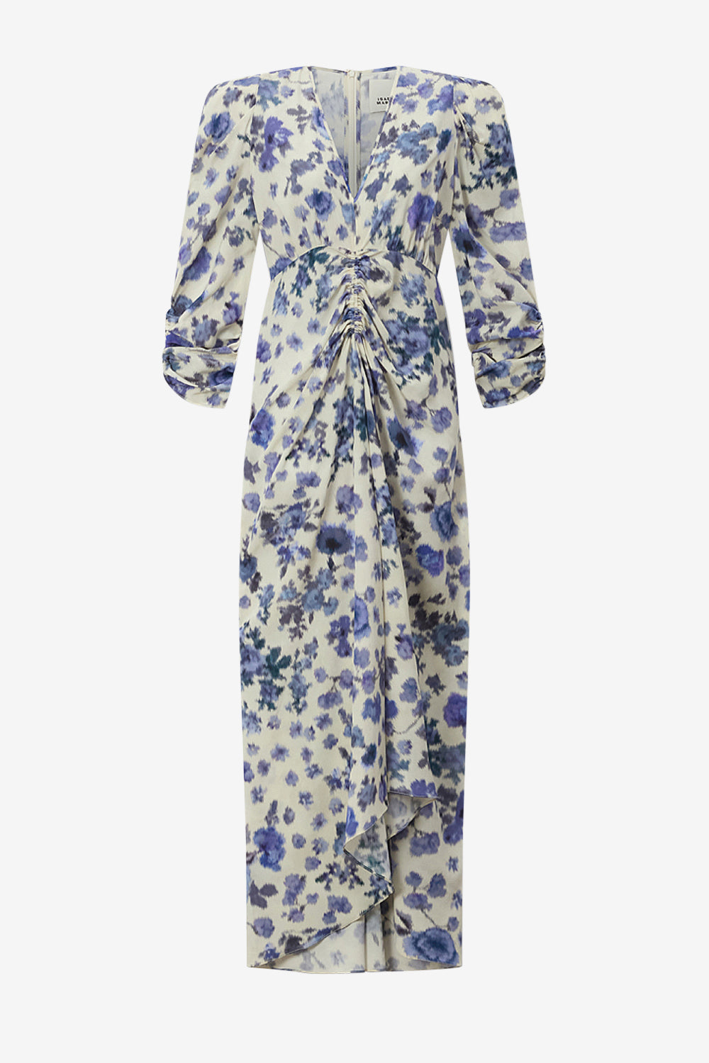 Albini long printed stretch silk dress - Blue - Woman - 1