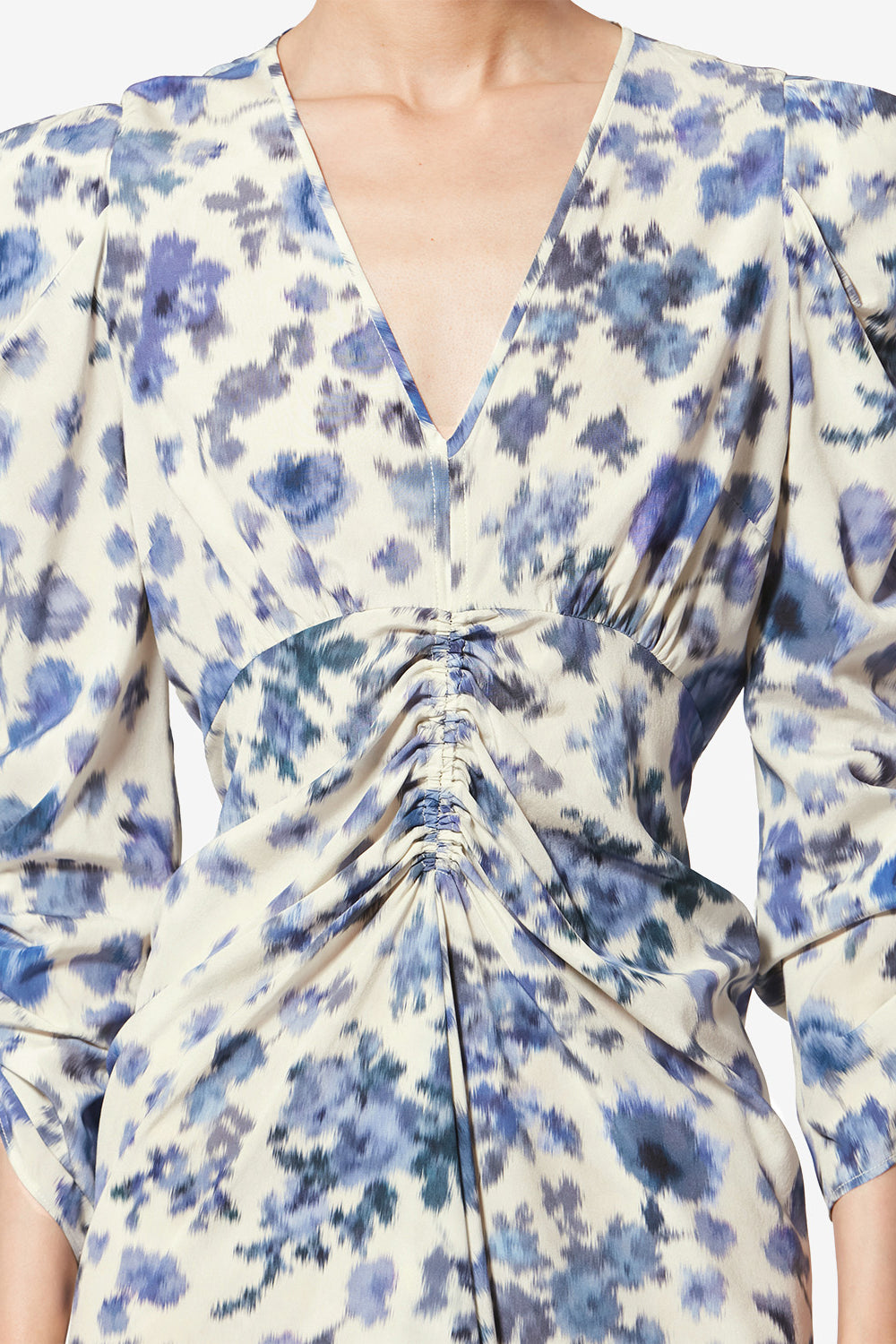 Albini long printed stretch silk dress - Blue - Woman - 3