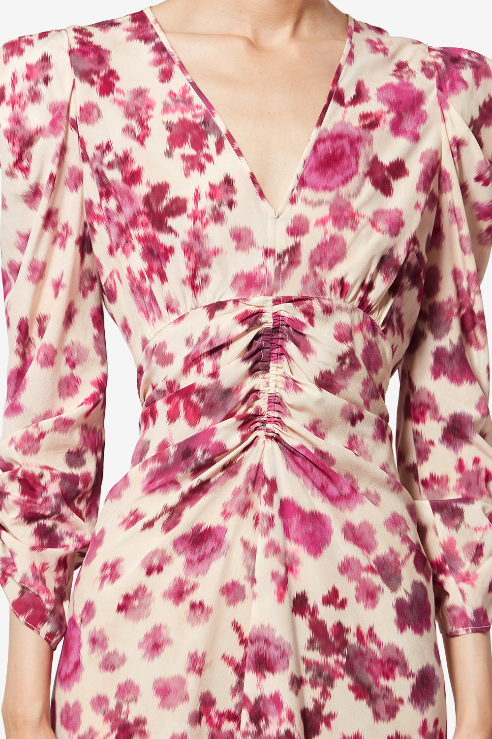 Albini long printed stretch silk dress - Pink - Woman - 3