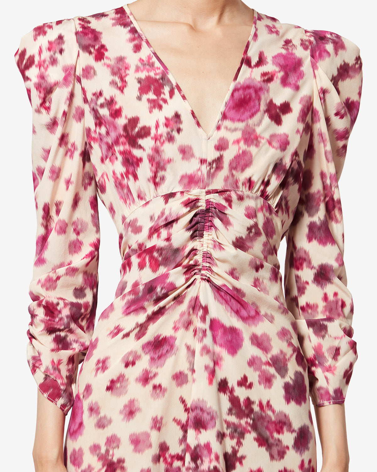 Abito lungo in seta stretch stampata albini - Rosa - Woman - 2