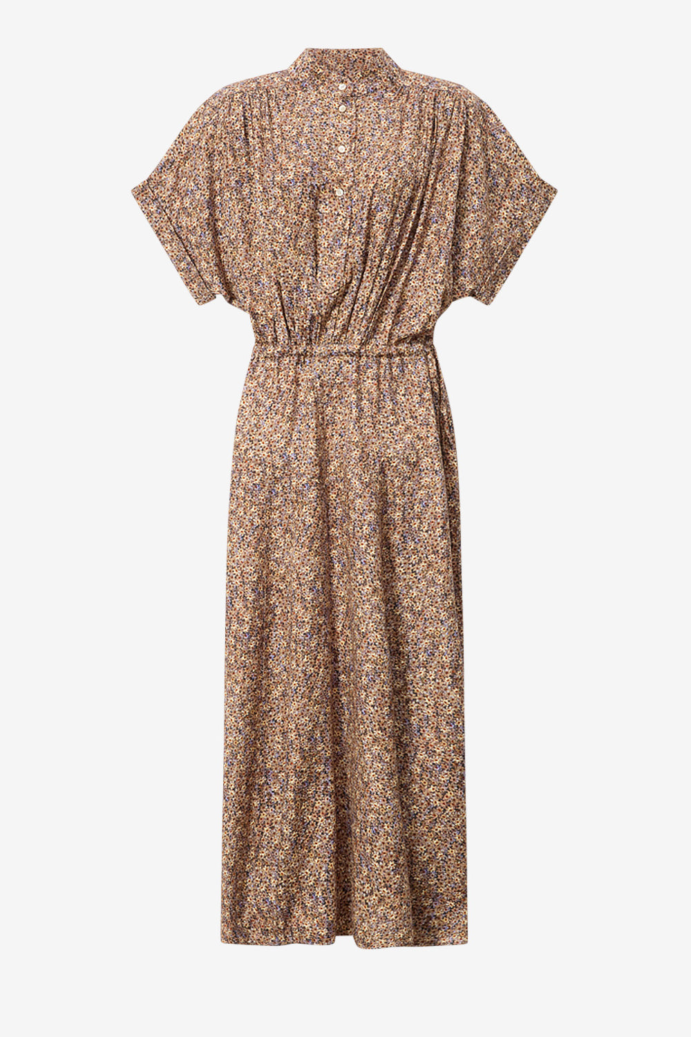 Robe longue en jacquard de soie fleuri ansley - Ocre - Woman - 1