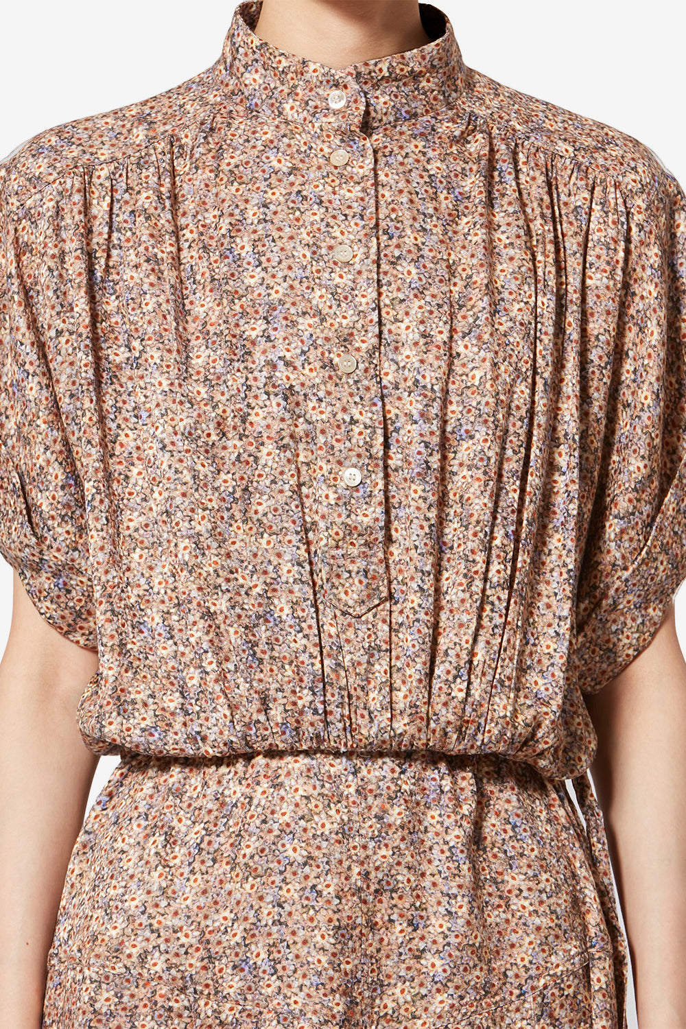 Robe longue en jacquard de soie fleuri ansley - Ocre - Woman - 3