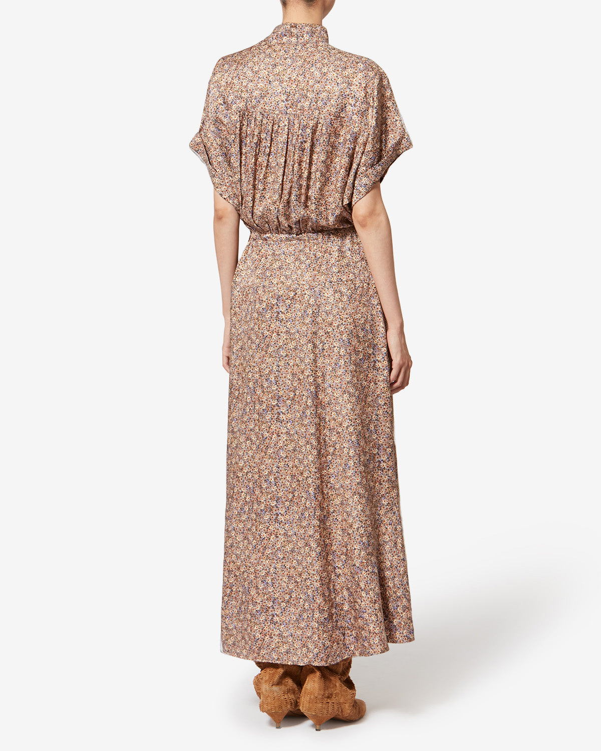 Robe longue en jacquard de soie fleuri ansley - Ocre - Woman - 3