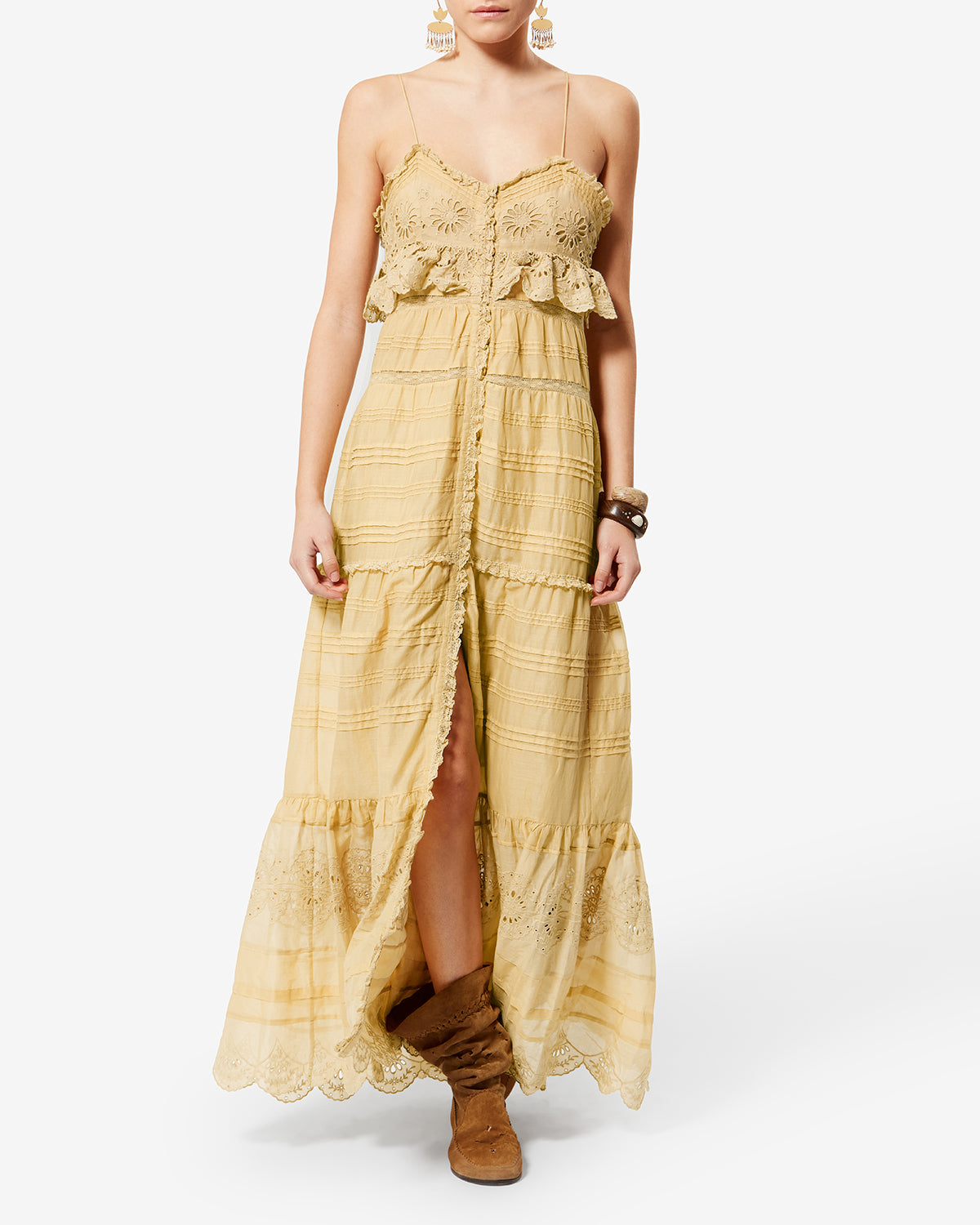 ⭐︎亘⭐︎イザベルマラン isabel marant ドレス シルク PAULE DRESS Woman light ochre | ISABEL MARANT Official online store